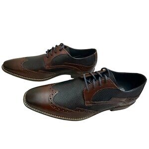 Men's 7.5M Stacy Adams Joss Wingtip Oxford Dress Shoes Modern Cognac 25539-221